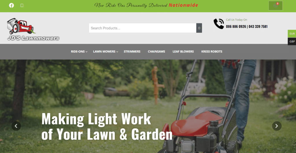 JD's Lawnmowers website by thenet.ie